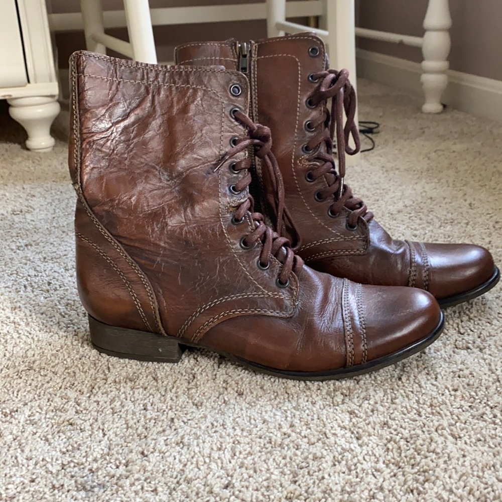 Steve Madden, brown leather boots, size 9